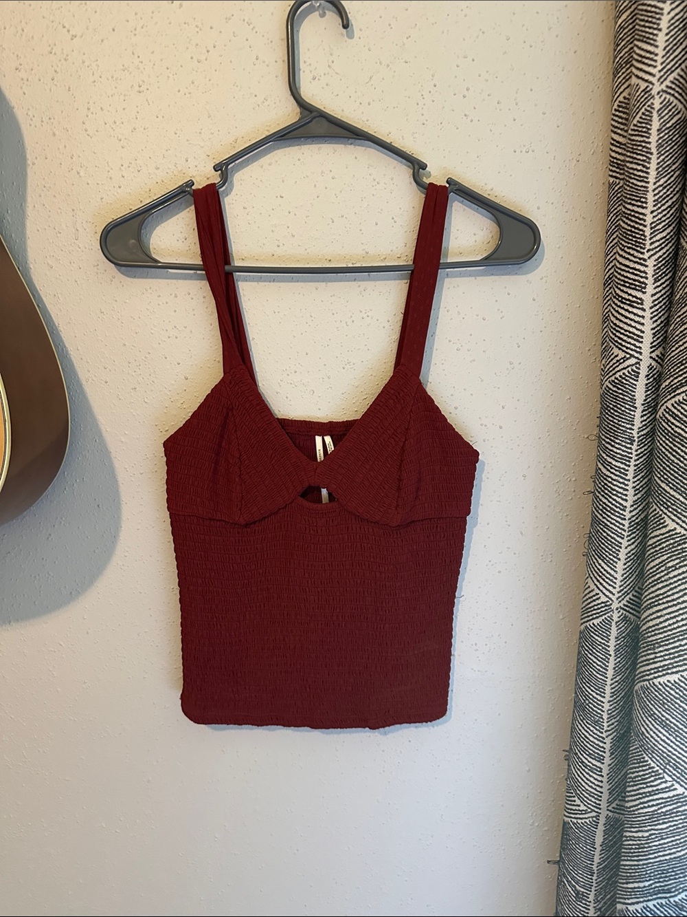 Anthropologie Burgundy Smocked Camisole Tank